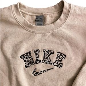 Embroidered cow print pattern NIKE inspired crewneck